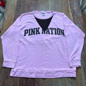PINK Pink Nation Sweatshirt Women's Large Pink Black